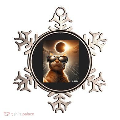 Cat Taking A Selfie With Solar 2024 Eclipse Wearing Glasses Ornament