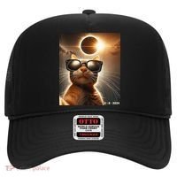Cat Taking A Selfie With Solar 2024 Eclipse Wearing Glasses Hat thumb 0