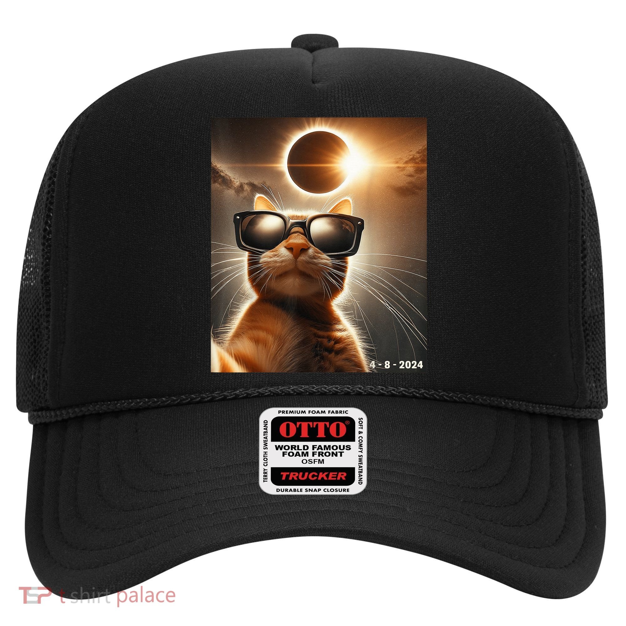 Cat Taking A Selfie With Solar 2024 Eclipse Wearing Glasses Hat