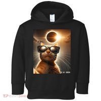Cat Taking A Selfie With Solar 2024 Eclipse Wearing Glasses Toddler Hoodie thumb 0