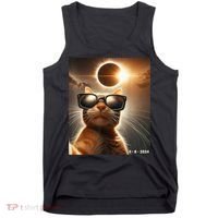 Cat Taking A Selfie With Solar 2024 Eclipse Wearing Glasses Tank Top thumb 0