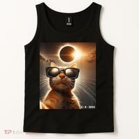 Cat Taking A Selfie With Solar 2024 Eclipse Wearing Glasses Tank Top thumb 2