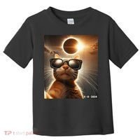 Cat Taking A Selfie With Solar 2024 Eclipse Wearing Glasses Toddler T-Shirt thumb 0