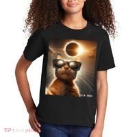 Cat Taking A Selfie With Solar 2024 Eclipse Wearing Glasses Kids T-Shirt thumb 2