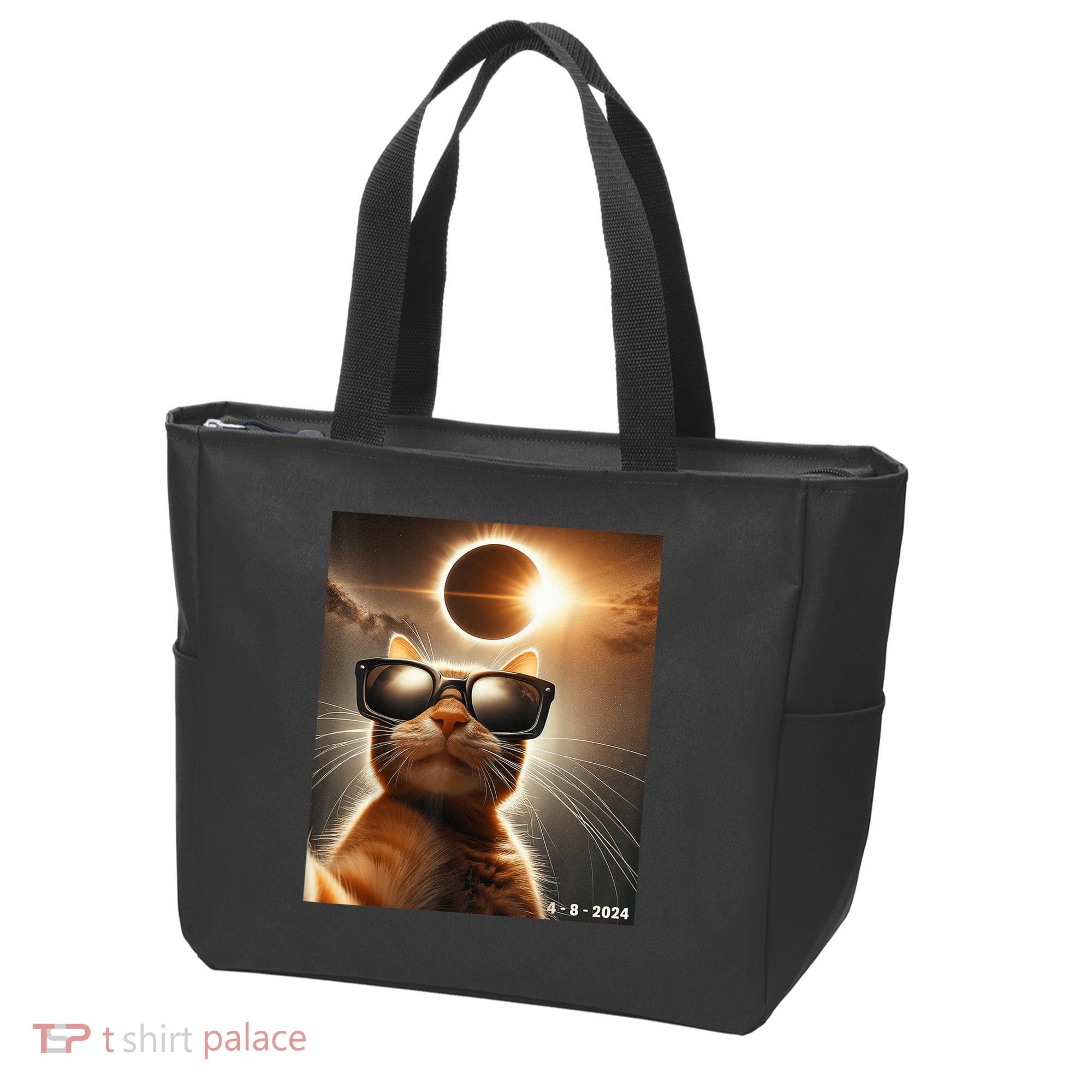 Cat Taking A Selfie With Solar 2024 Eclipse Wearing Glasses Tote Bag