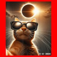 Cat Taking A Selfie With Solar 2024 Eclipse Wearing Glasses Santa Hat thumb 1