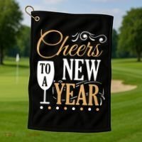 Cheers To A New Year Golf Towel thumb 1