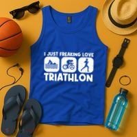 Cool Triathlon Art Triathlete Sport Triathlon Cute Gift Tank Top thumb 4