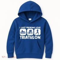 Cool Triathlon Art Triathlete Sport Triathlon Cute Gift Kids Hoodie thumb 0