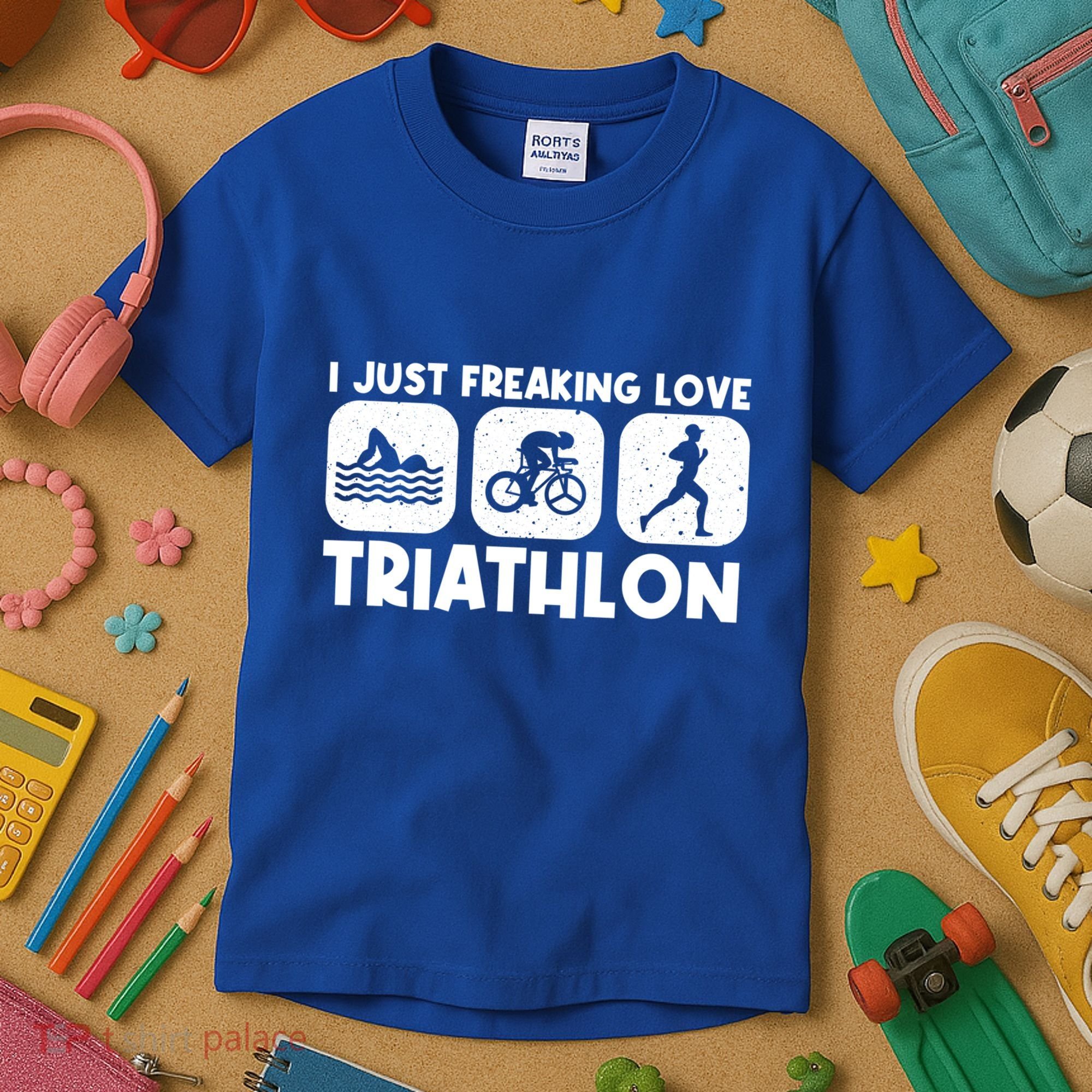 Cool Triathlon Art Triathlete Sport Triathlon Cute Gift Kids T-Shirt