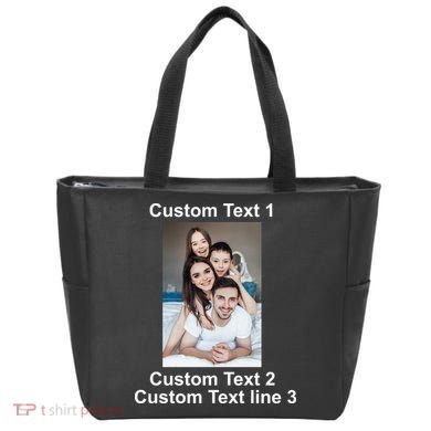 Custom Text Add Photo Picture Personalize Tote Bag