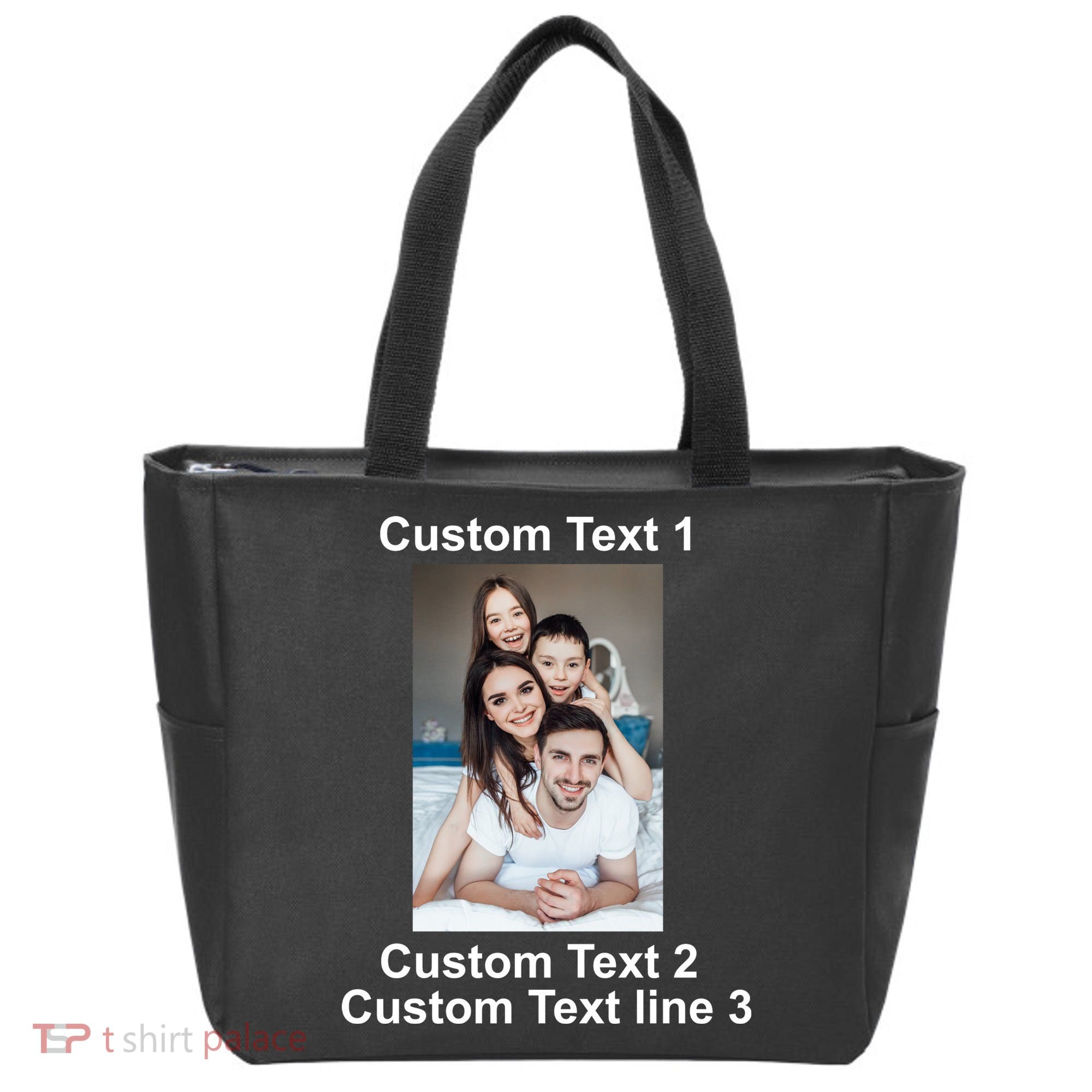 Custom Text Add Photo Picture Personalize Tote Bag