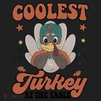 Coolest Turkey At The Table Thanksgiving Coolest Turkey Boy Women's Sweatshirt thumb 2