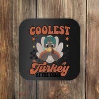 Coolest Turkey At The Table Thanksgiving Coolest Turkey Boy Coaster thumb 0