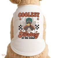 Coolest Turkey At The Table Thanksgiving Coolest Turkey Boy Doggie Tank thumb 0