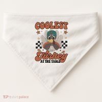 Coolest Turkey At The Table Thanksgiving Coolest Turkey Boy USA-Made Doggie Bandana thumb 0