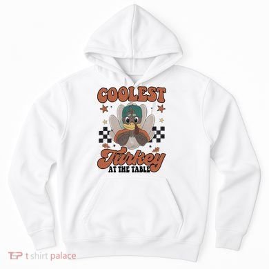 Coolest Turkey At The Table Thanksgiving Coolest Turkey Boy Hoodie