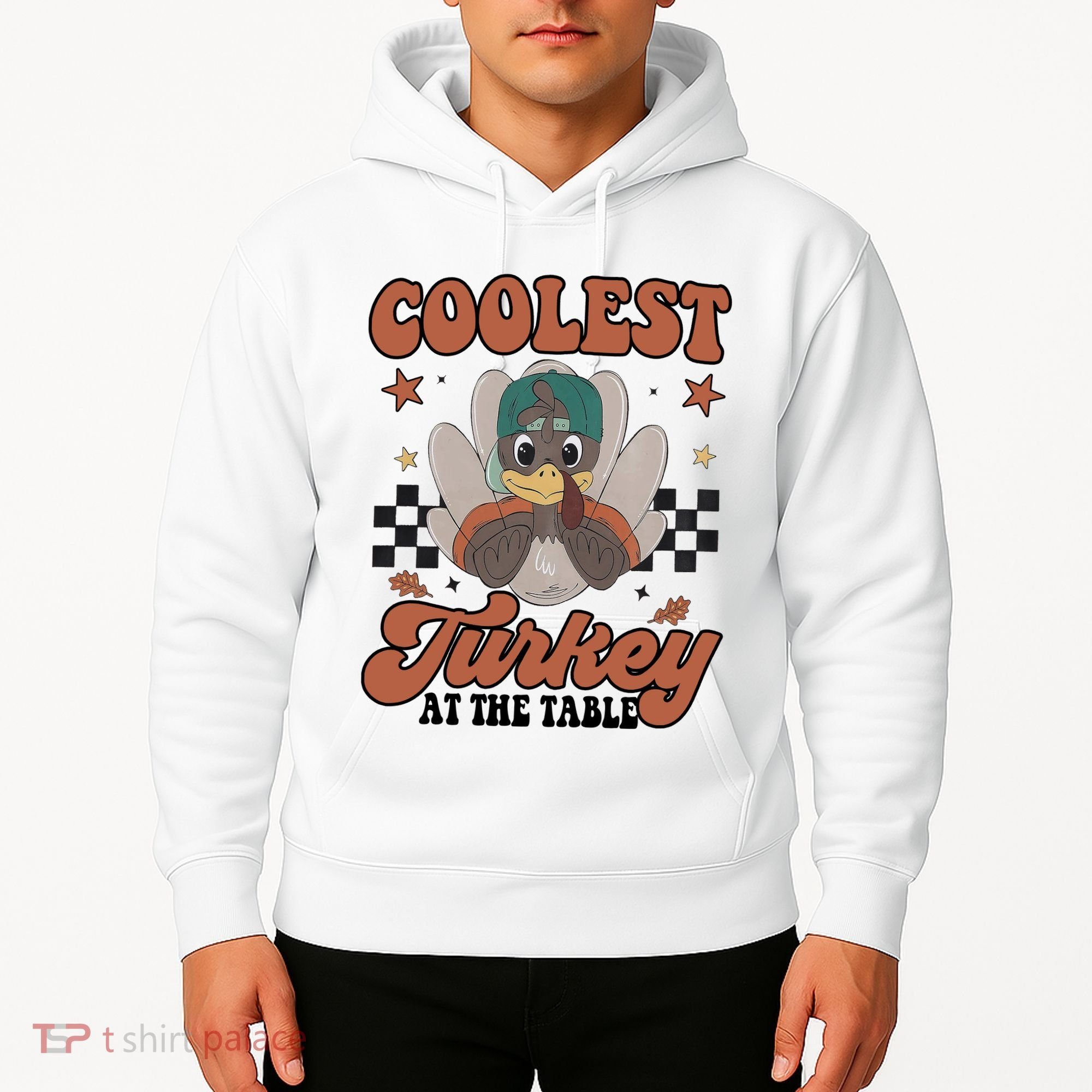 Coolest Turkey At The Table Thanksgiving Coolest Turkey Boy Hoodie