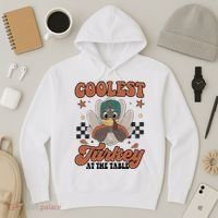 Coolest Turkey At The Table Thanksgiving Coolest Turkey Boy Hoodie thumb 3