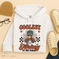 Coolest Turkey At The Table Thanksgiving Coolest Turkey Boy Hoodie thumb 4