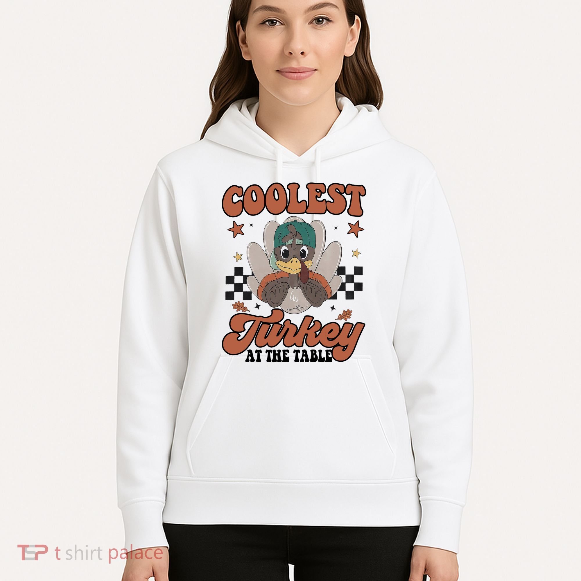 Coolest Turkey At The Table Thanksgiving Coolest Turkey Boy Hoodie