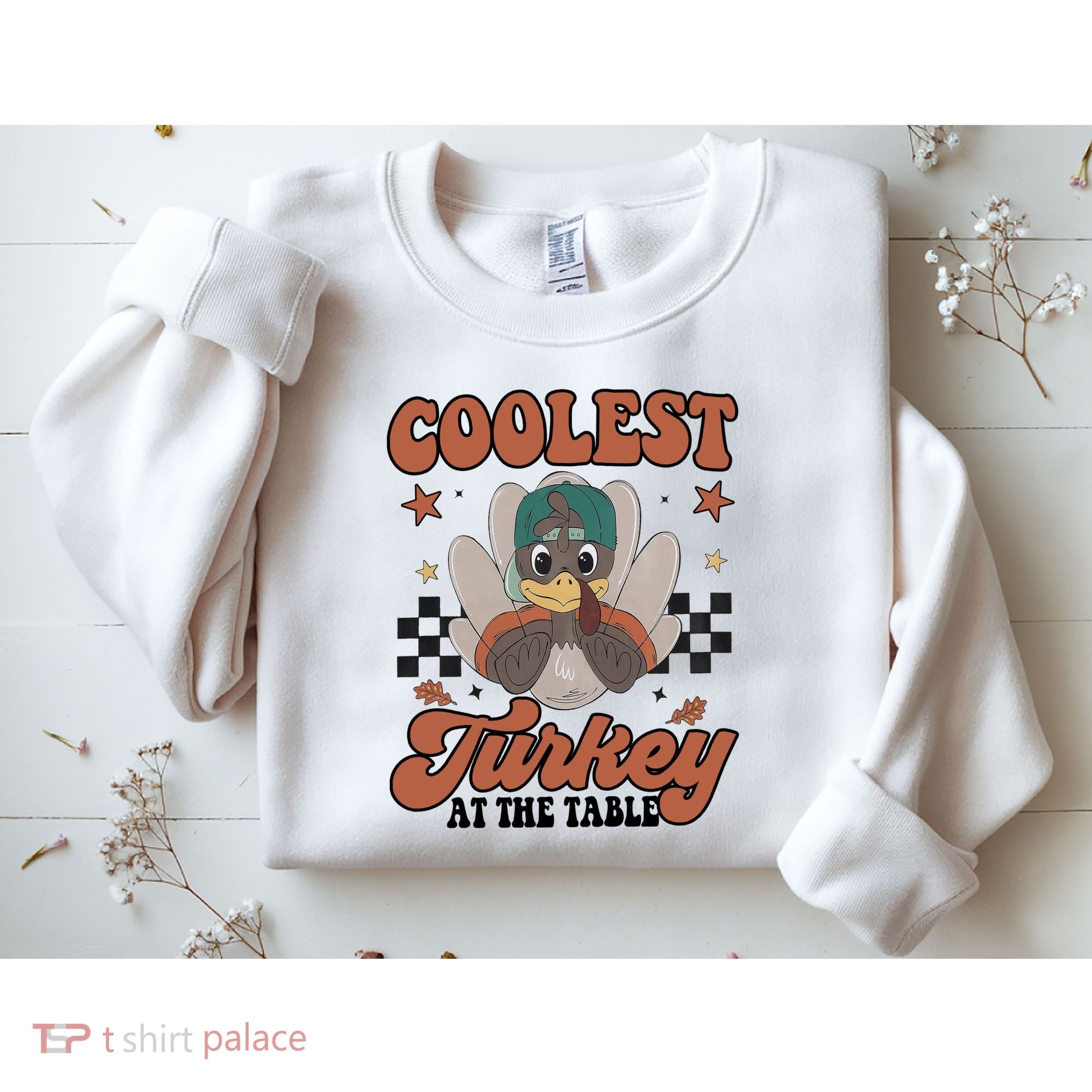 Coolest Turkey At The Table Thanksgiving Coolest Turkey Boy Sweatshirt