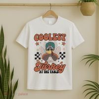 Coolest Turkey At The Table Thanksgiving Coolest Turkey Boy T-Shirt thumb 2