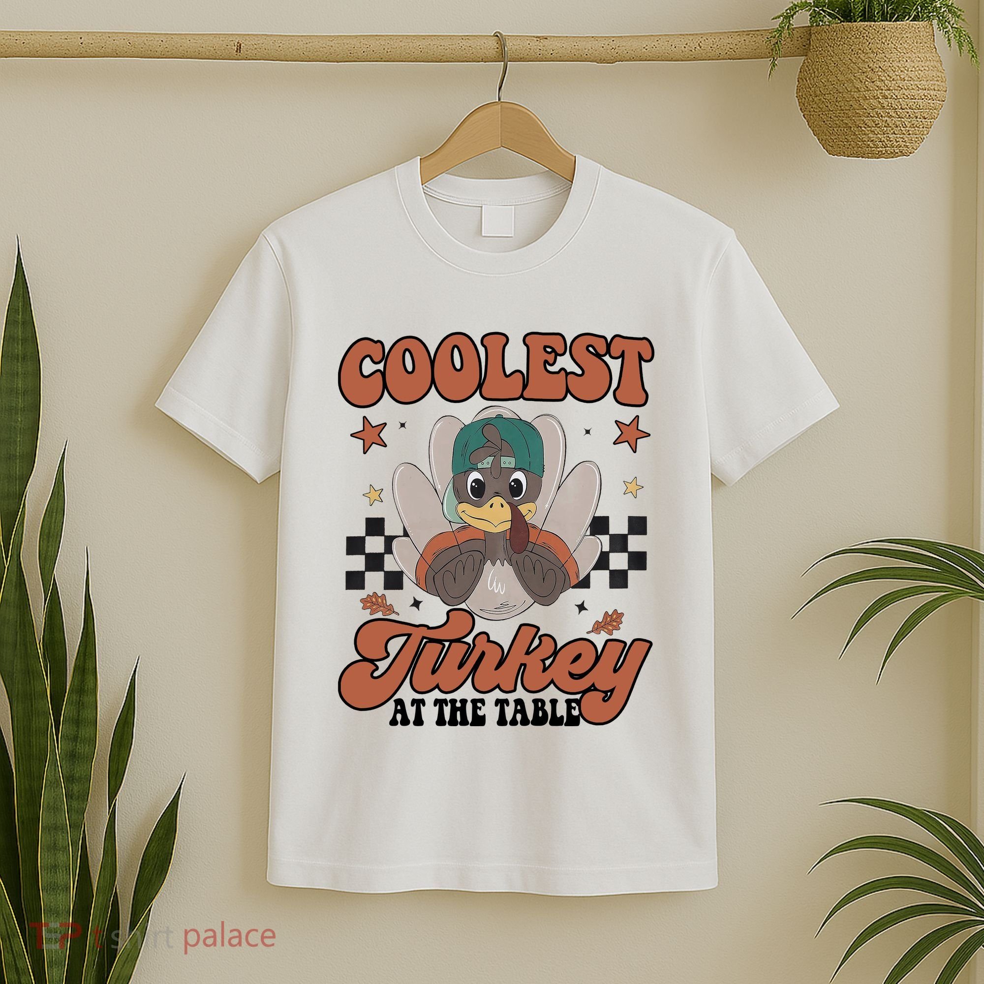 Coolest Turkey At The Table Thanksgiving Coolest Turkey Boy T-Shirt
