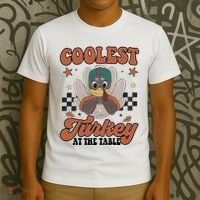 Coolest Turkey At The Table Thanksgiving Coolest Turkey Boy T-Shirt thumb 3