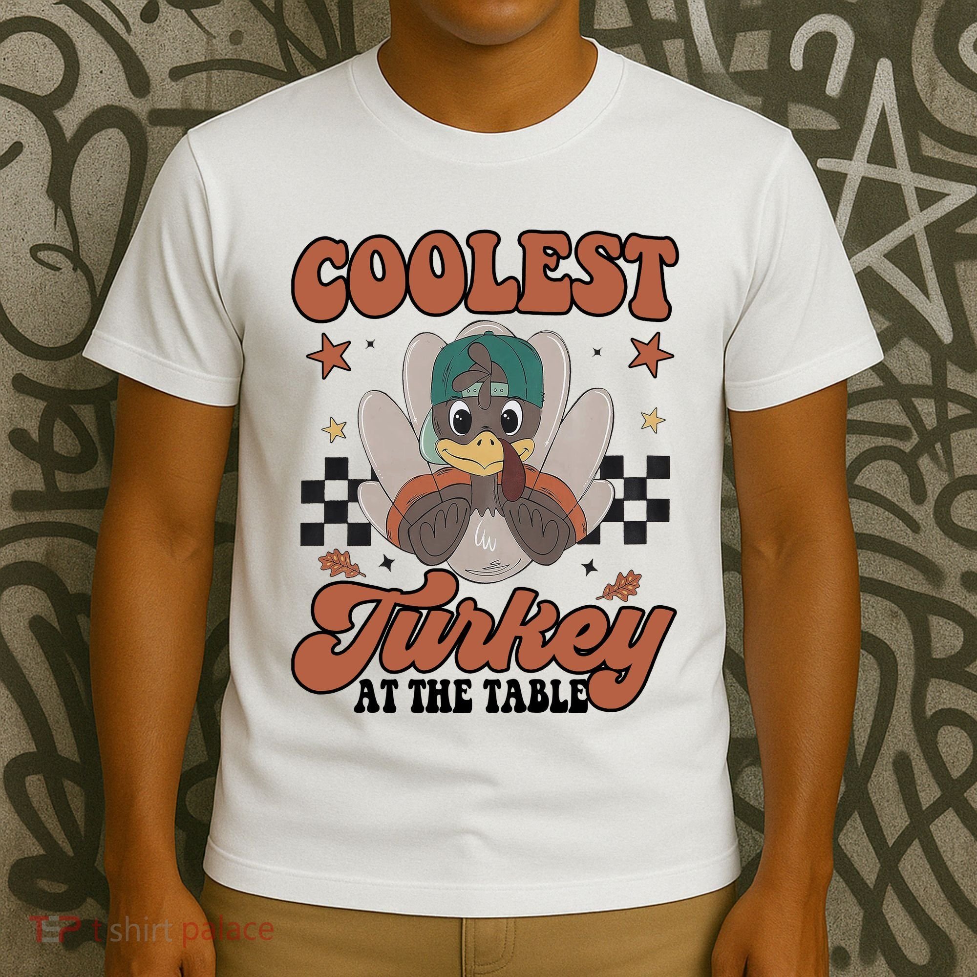 Coolest Turkey At The Table Thanksgiving Coolest Turkey Boy T-Shirt