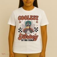 Coolest Turkey At The Table Thanksgiving Coolest Turkey Boy T-Shirt thumb 4