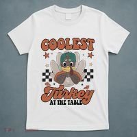 Coolest Turkey At The Table Thanksgiving Coolest Turkey Boy T-Shirt thumb 5