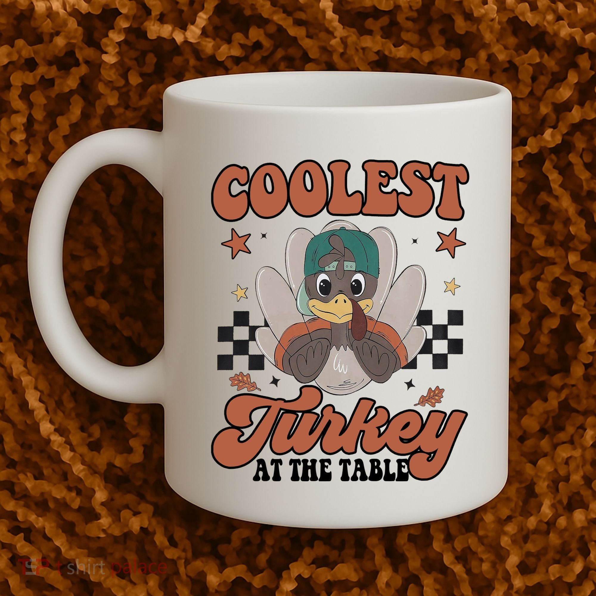 Coolest Turkey At The Table Thanksgiving Coolest Turkey Boy Coffee Mug