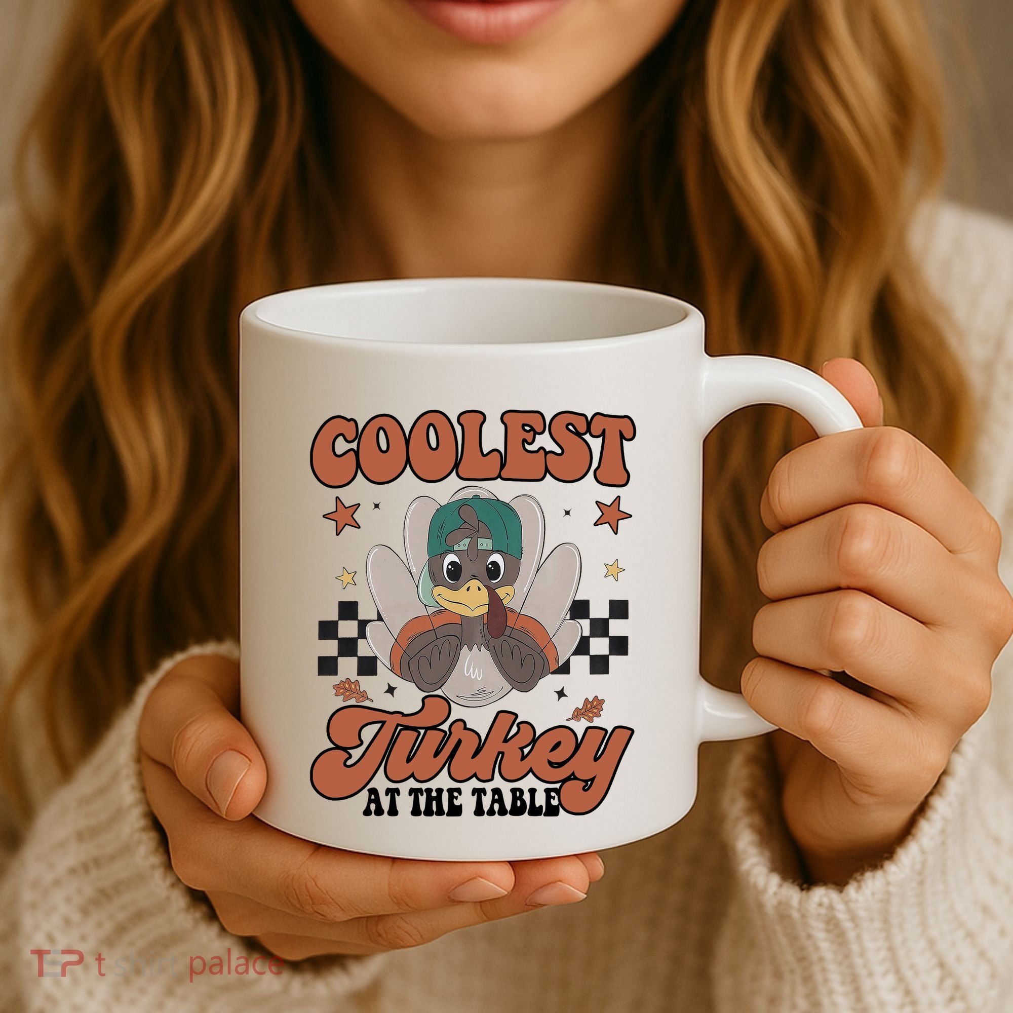 Coolest Turkey At The Table Thanksgiving Coolest Turkey Boy Coffee Mug