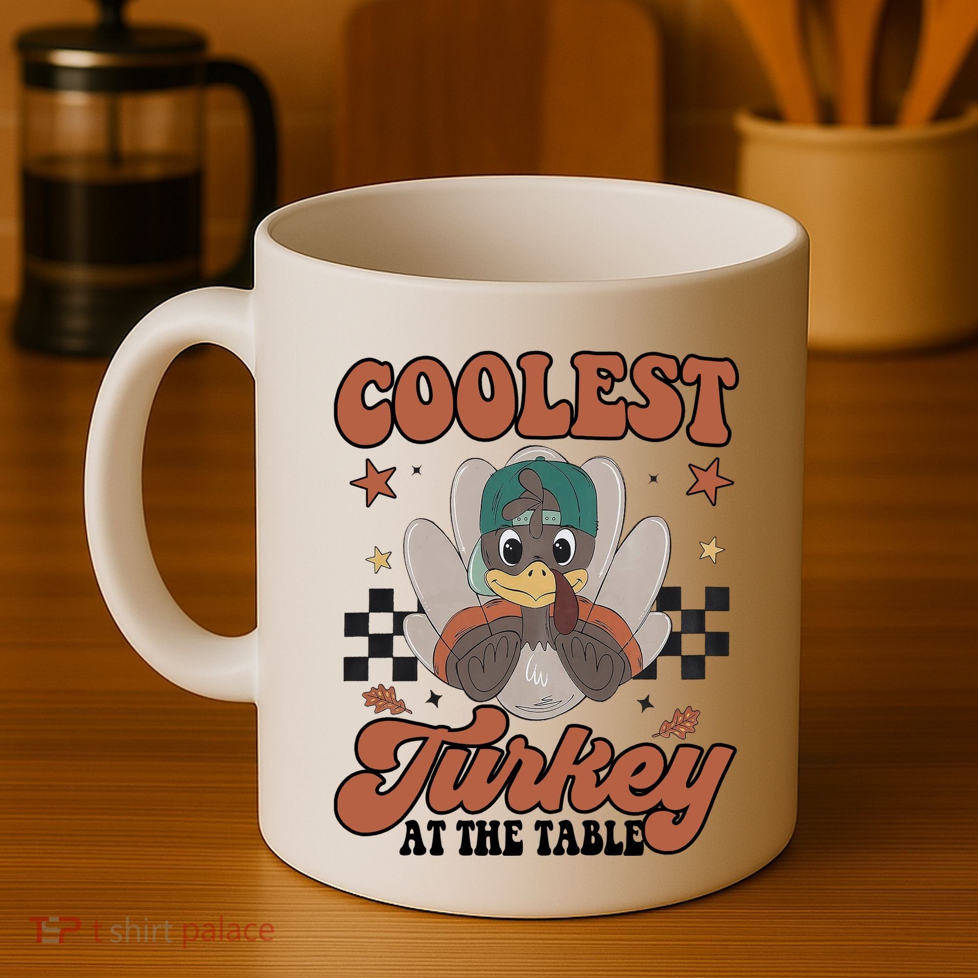 Coolest Turkey At The Table Thanksgiving Coolest Turkey Boy Coffee Mug