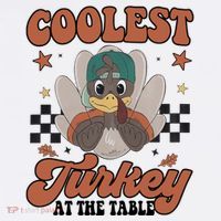 Coolest Turkey At The Table Thanksgiving Coolest Turkey Boy Women's Hoodie thumb 2