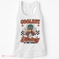 Coolest Turkey At The Table Thanksgiving Coolest Turkey Boy Women's Tank Top thumb 0