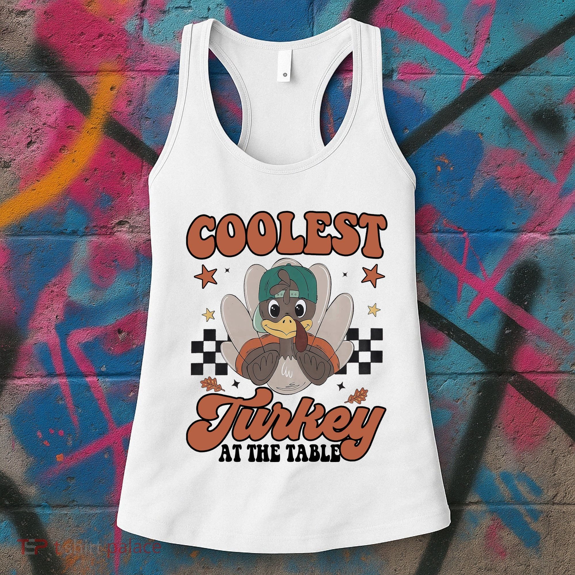 Coolest Turkey At The Table Thanksgiving Coolest Turkey Boy Women's Tank Top