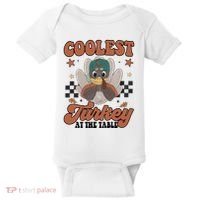 Coolest Turkey At The Table Thanksgiving Coolest Turkey Boy Baby Bodysuit thumb 0