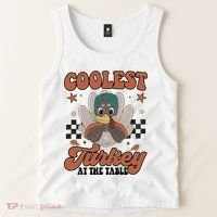 Coolest Turkey At The Table Thanksgiving Coolest Turkey Boy Tank Top thumb 2