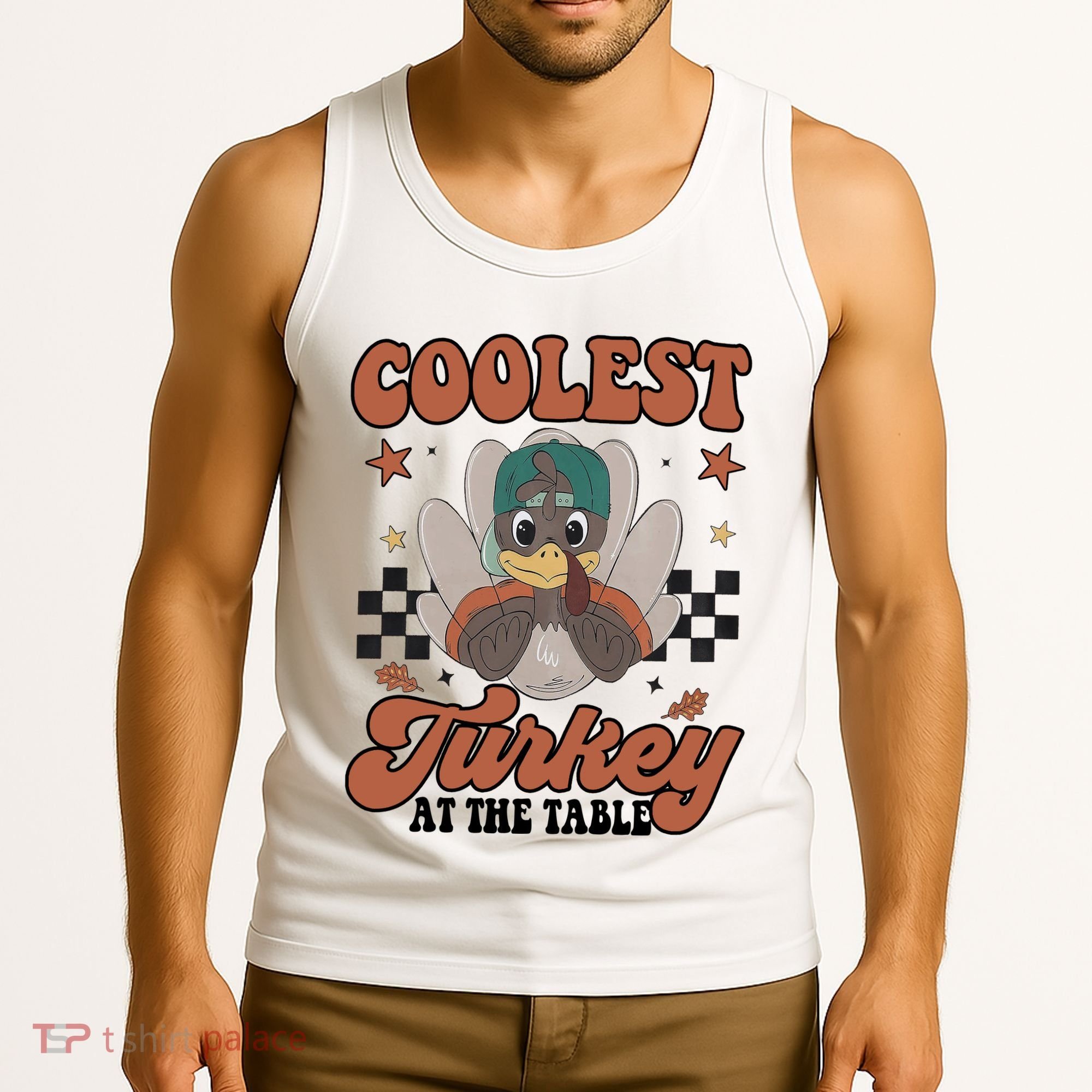 Coolest Turkey At The Table Thanksgiving Coolest Turkey Boy Tank Top