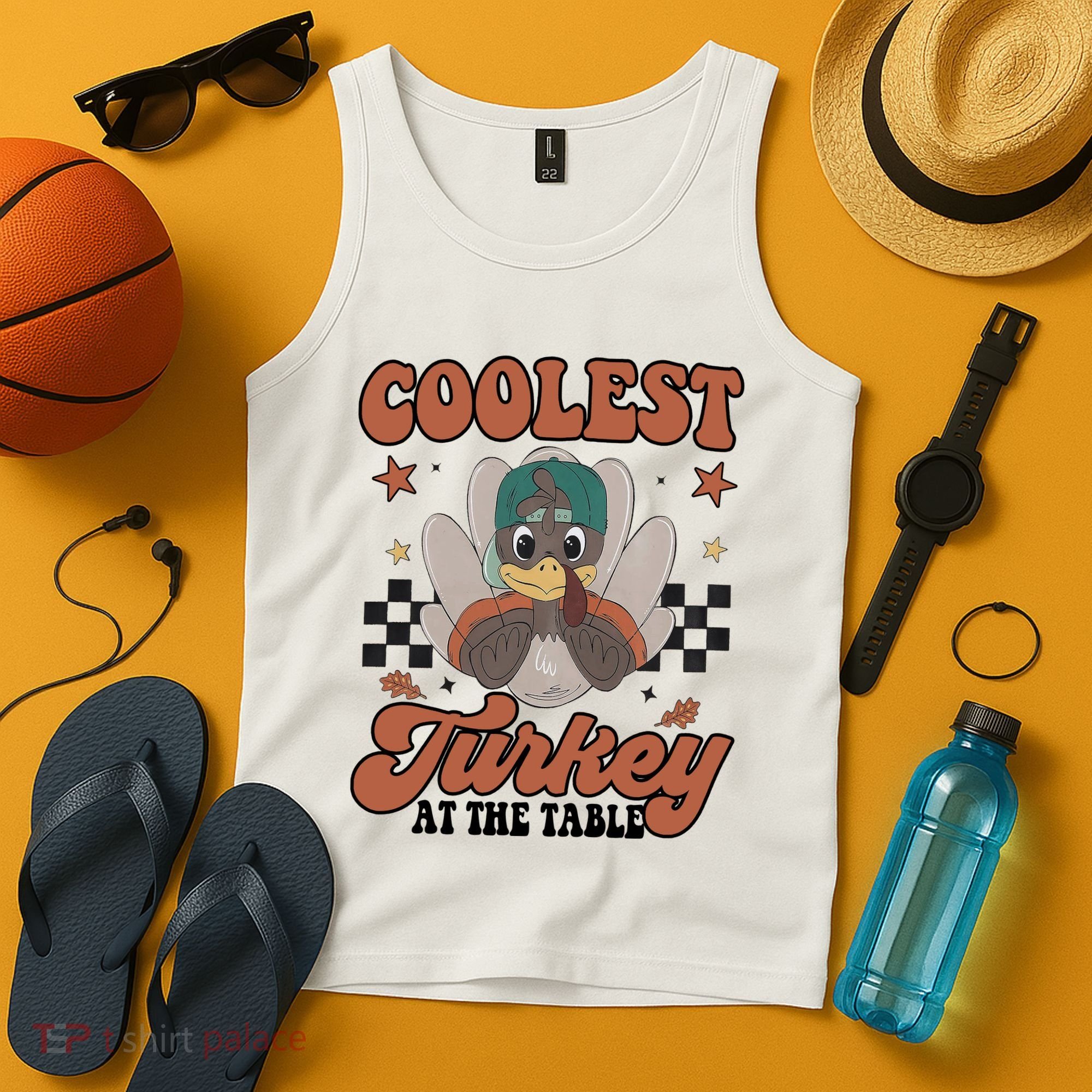 Coolest Turkey At The Table Thanksgiving Coolest Turkey Boy Tank Top