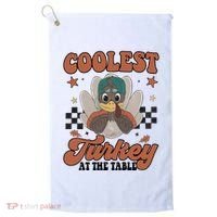 Coolest Turkey At The Table Thanksgiving Coolest Turkey Boy Golf Towel thumb 0