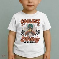 Coolest Turkey At The Table Thanksgiving Coolest Turkey Boy Toddler T-Shirt thumb 2