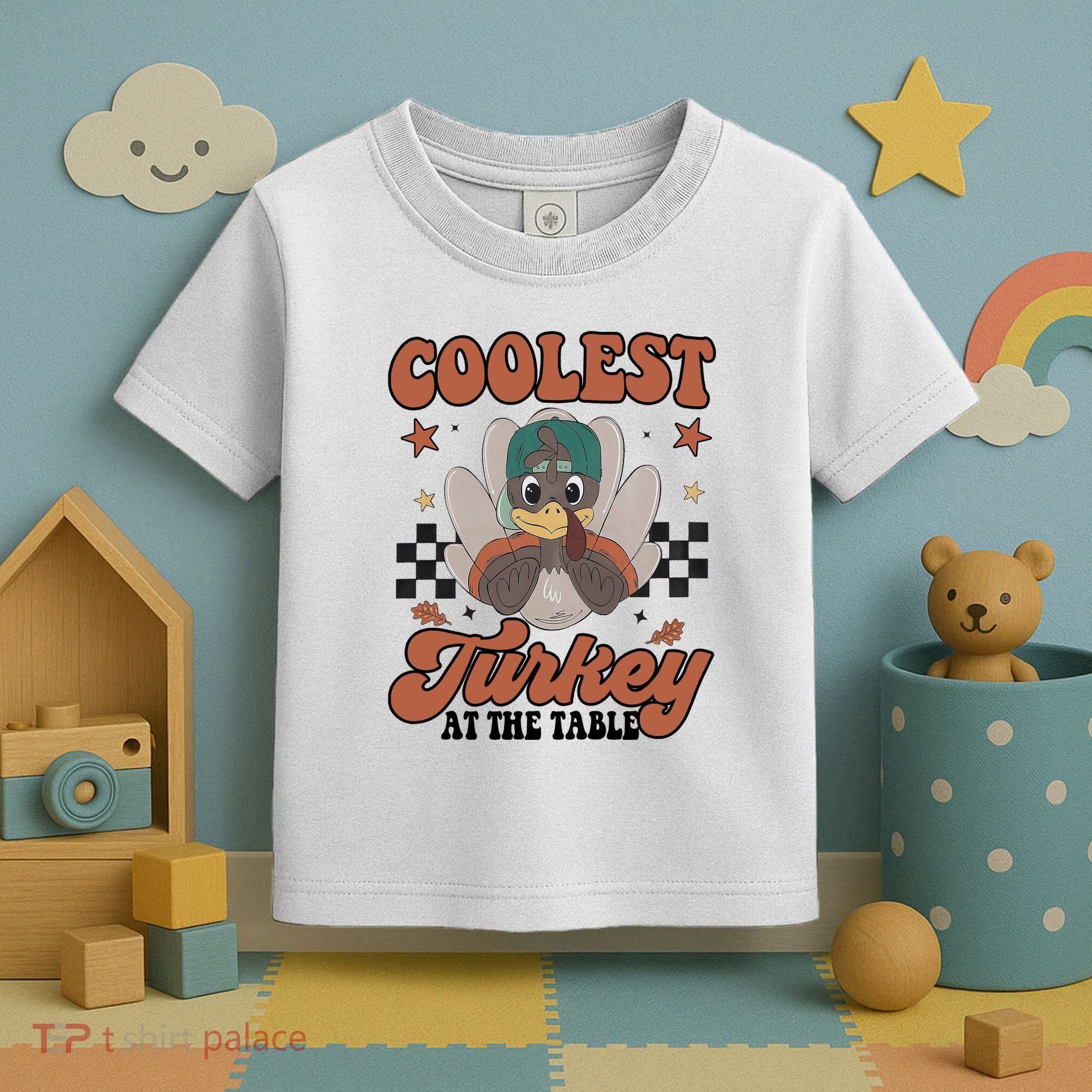 Coolest Turkey At The Table Thanksgiving Coolest Turkey Boy Toddler T-Shirt