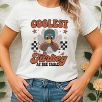 Coolest Turkey At The Table Thanksgiving Coolest Turkey Boy Women's T-Shirt thumb 2