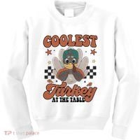 Coolest Turkey At The Table Thanksgiving Coolest Turkey Boy Kids Sweatshirt thumb 0