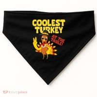 Coolest Turkey At The Table Thanksgiving Funny USA-Made Doggie Bandana thumb 0