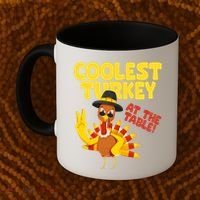 Coolest Turkey At The Table Thanksgiving Funny Coffee Mug thumb 2