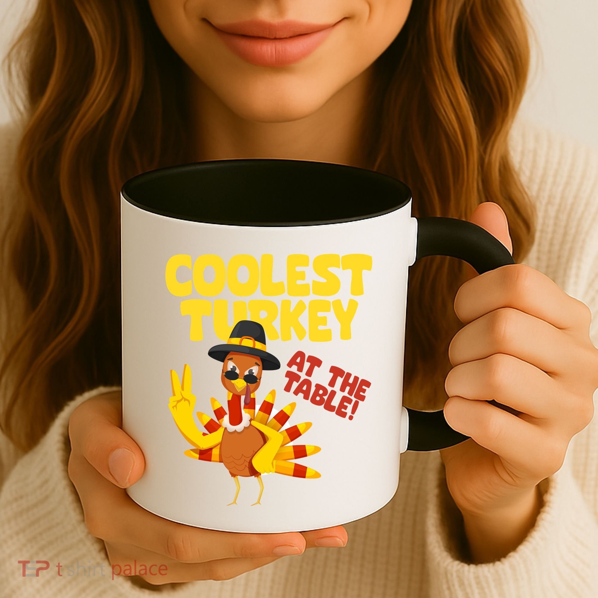 Coolest Turkey At The Table Thanksgiving Funny Coffee Mug
